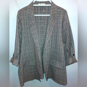 89TH + MADISON Roll Tab Sleeve Soft Blazer Black plaid size 2x EUC